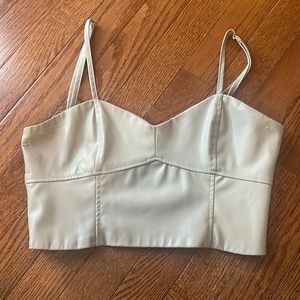 Zara Beige Faux Leather Top- Size S